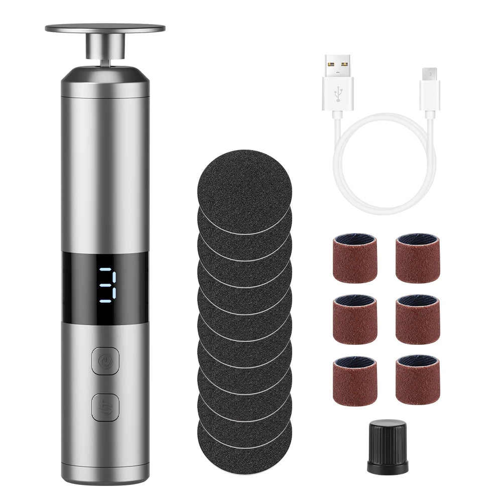 Electric Foot Callus Remover Heels Remove Wireless Rechargeable Foot Care File Cuticle Callus Remover with Replacement Sandpape